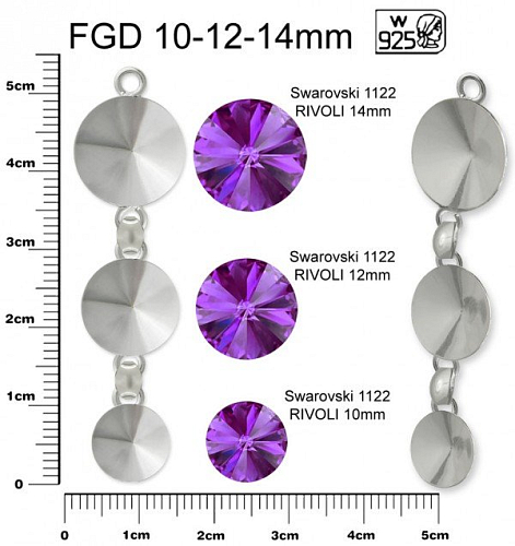 Sada přívěsků na RIVOLKY ozn. FGD 10-12-14mm. Materiál STŘÍBRO AG925.váha 1,74g.