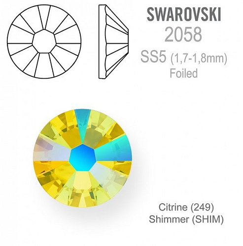 Swarovski 2058 XILION FOILED velikost SS5 barva Citrine Shimmer 