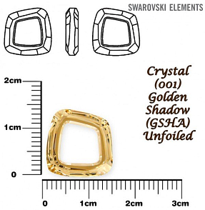 SWAROVSKI ELEMENTS Cosmic Square Ring barva CRYSTAL (001) GOLDEN SHADOW (GSHA) Unfoiled velikost 14mm.