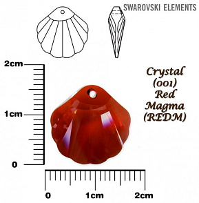 SWAROVSKI Shell Pendant barva Crystal RED MAGMA velikost 16mm.