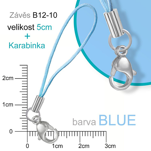 Závěs s kroužkem + karabinka  ozn. B12-10. Barva BLUE.