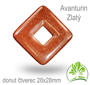 Avanturin Zlatý čtverec donut-o pr. 28x28mm tl.5,5mm. (syntetický)
