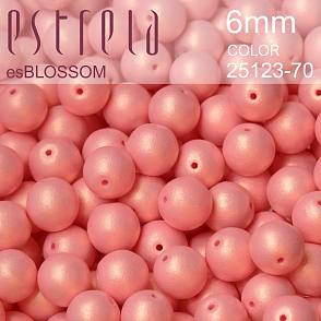 Korálky esBLOSSOM voskované tvar kulatý. Velikost 6mm. Barva 25123-70 (růžová+listr). Balení 21ks na návleku. 