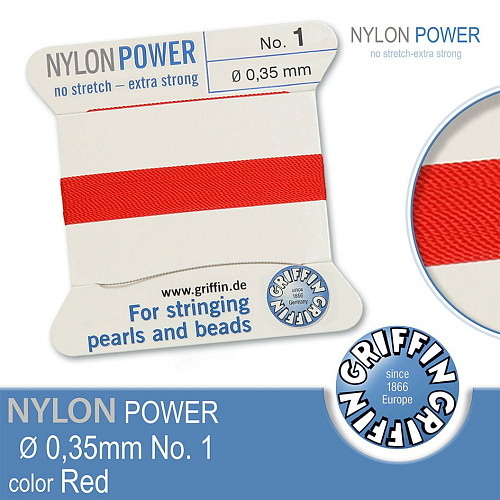 NYLON Power velmi pevná nit GRIFFIN síla nitě 0,35mm barva Red