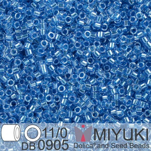 Korálky Miyuki Delica 11/0. Barva Spkl Blue Lined Crystal  DB0905. Balení 5g