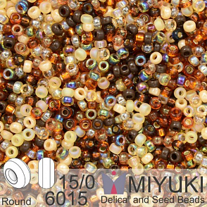 Korálky Miyuki Round 15/0. Barva Mix - Golden Grains  6015. Balení 5g.