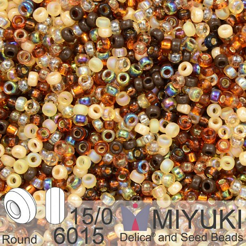 Korálky Miyuki Round 15/0. Barva Mix - Golden Grains  6015. Balení 5g.