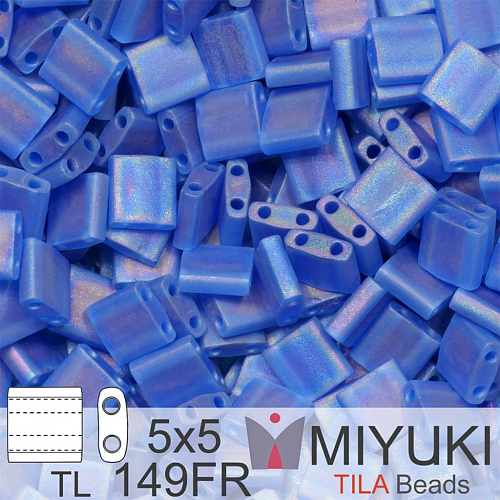 Korálky MIYUKI tvar TILA BEADS velikost 5x5mm. Barva TL 149FR Matte Transparent Capri Blue AB. Balení 5g.