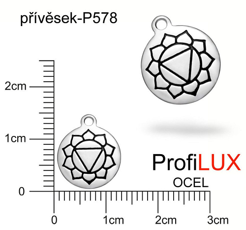 Přívěsek Chirurgická Ocel ozn-P578 Medailon SOLÁRNÍ Čakra velikost 12x14,5mm tl.1.2mm. Řada přívěsků ProfiLUX