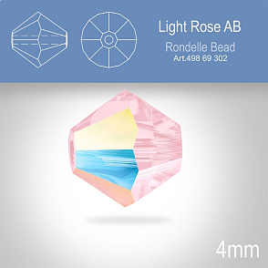 PRECIOSA Bicone MC BEAD (sluníčko) velikost 4mm. Barva LIGHT ROSE  Aurore Boreale. Balení 31ks .