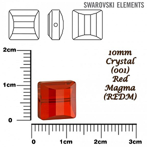 SWAROVSKI Stairway BEAD 5624 barva CRYSTAL RED MAGMA velikost 10mm.