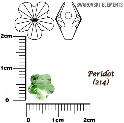 SWAROVSKI KORÁLKY Flower  Bead barva PERIDOT velikost 8mm. Balení 3Ks.