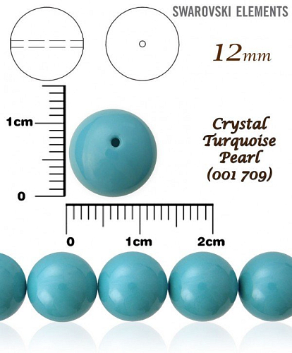 SWAROVSKI 5810 Voskované Perle barva CRYSTAL TURQUOISE PEARL velikost 12mm. 