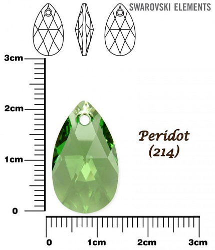 SWAROVSKI Pear-Shaped 6106 barva PERIDOT velikost 22mm.