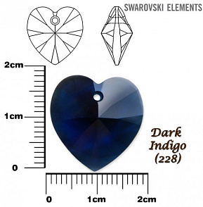 SWAROVSKI Heart Pendant barva DARK INDIGO velikost 18x17,5mm.