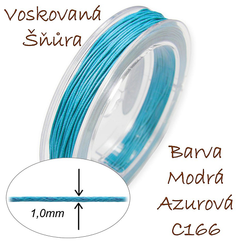 Voskovaná šňůra-síla 1,0mm v barvě modré azurové číslo C166
