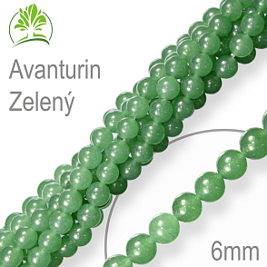 Korálky z minerálů  Avanturin Zelený. Velikost pr.6mm. Balení 12Ks.