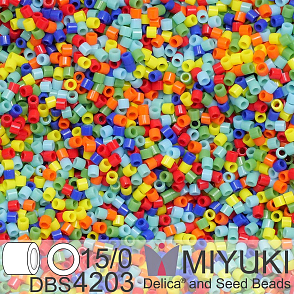Korálky Miyuki Delica 15/0. Barva DBS 4203 Color Party. Balení 2g.