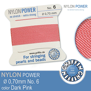 NYLON Power velmi pevná nit GRIFFIN síla nitě 0,70mm barva Dark Pink