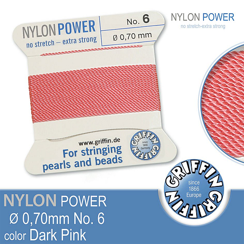 NYLON Power velmi pevná nit GRIFFIN síla nitě 0,70mm barva Dark Pink