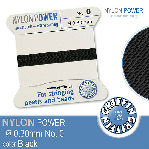 NYLON Power velmi pevná nit GRIFFIN síla nitě 0,30mm Barva Black