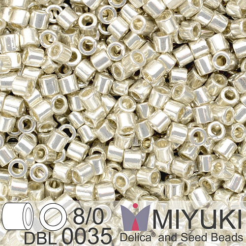 Korálky Miyuki Delica 8/0. Barva Galv Silver DBL0035. Balení 3g.