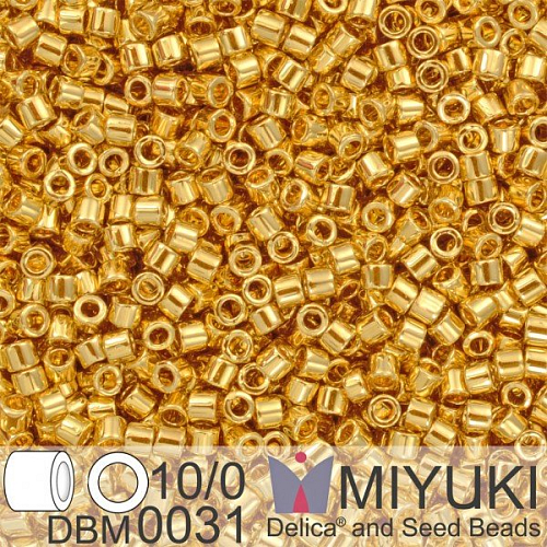Korálky Miyuki Delica 10/0. Barva 24kt Gold Plated DBM0031. Balení 3g.