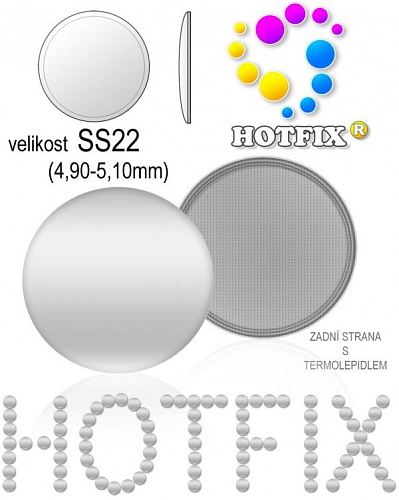 Kovové NAILHEAD HOTFIX nažehlovací polotovary. Velikost SS22 (4,90-5,10mm) Tl.0,6mm. Barva 001 STŘÍBRNÁ (lesklá ocelová). Balení 50Ks.