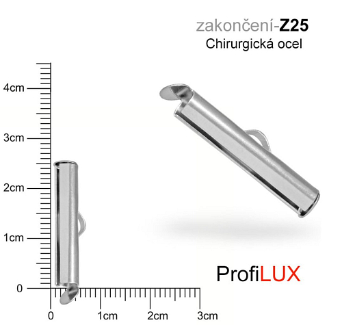 Zakončení na náramky chirurgická ocel. Ozn. Z25. Velikost otvor 3,5mm délka 25mm. 