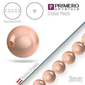 Korálky PRIMERO Crystals 5810. Barva Crystal Peach. Velikost 3mm balení-50Ks.