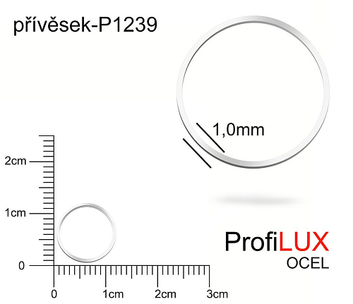Přívěsek Ocel ozn-P1239 KRUH velikost pr.12mm. Síla 1,0mm. Řada přívěsků ProfiLUX