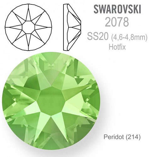 SWAROVSKI xirius rose HOTFIX 2078 velikost SS20 barva Peridot