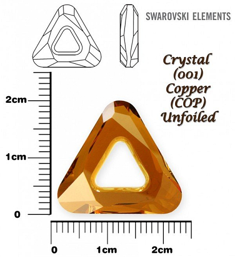 SWAROVSKI ELEMENTS Cosmic Triangle 4737 barva CRYSTAL (001) COPPER (COP) velikost 20mm. 