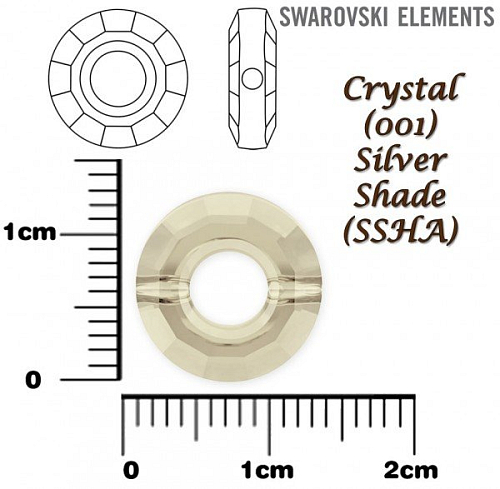 SWAROVSKI ELEMENTS RING BEAD 5139 barva CRYSTAL (001) SILVER SHADE (SSHA) velikost 12,5mm.