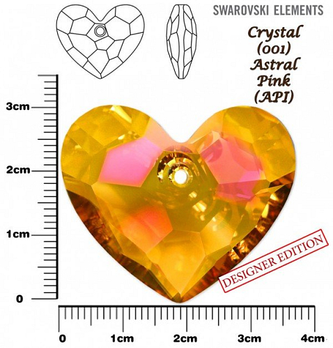 SWAROVSKI 6264 Truly in Love Heart barva CRYSTAL ASTRAL PINK velikost 36mm.