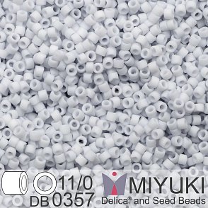 Korálky Miyuki Delica 11/0. Barva Matte Opaque Pale Blue Gray DB0357-1. Balení 5g.
