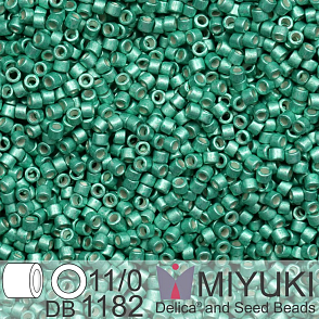 Korálky Miyuki Delica 11/0. Barva Galvanized Semi-Frosted Dark Mint DB1182. Balení 5g.