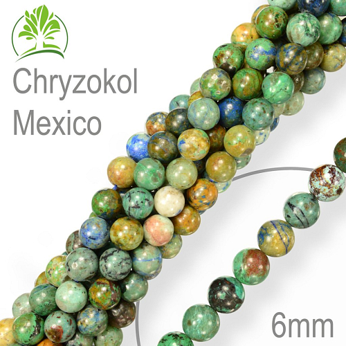 Korálky z minerálů Chryzokol Mexico přírodní polodrahokam. Velikost pr.6mm. Balení 12Ks.