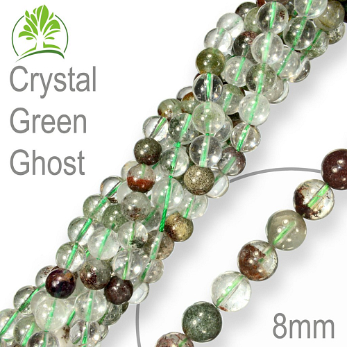 Korálky z minerálů Crystal Green Ghost. Velikost pr.8mm. Balení 10Ks.