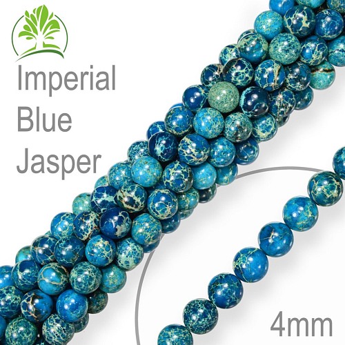 Korálky z minerálů Imperial Blue Jasper přírodní polodrahokam. Velikost pr.4mm. Balení 18Ks.