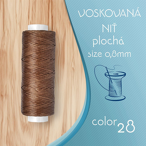 Voskovaná nit 0,8mm PLOCHÁ cívka 30m barva č.28 Brown Teal