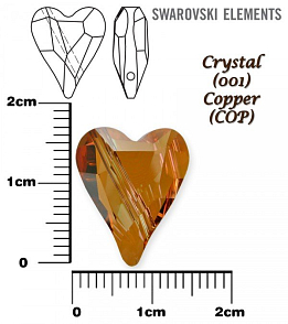 SWAROVSKI KORÁLKY 5743 Heart Bead barva CRYSTAL COPPER velikost 17mm.