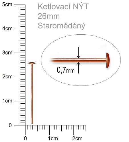 Ketlovací Nýt  velikost 26mm. Barva staroměděná.