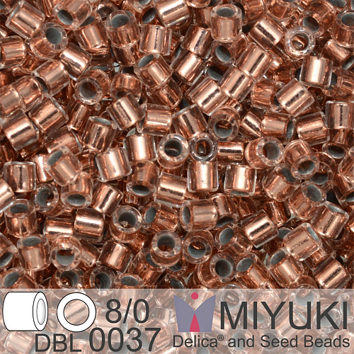 Korálky Miyuki Delica 8/0. Barva Copper Lined Crystal  DBL0037. Balení 5g.