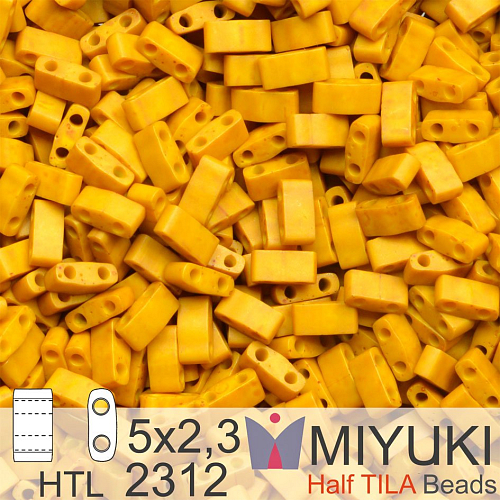 Korálky Miyuki Half Tila. Barva Matte Opaque Mustard HTL 2312. Balení 3g.