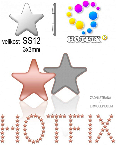 Kovové NAILHEAD HOTFIX nažehlovací polotovary. STAR Velikost SS12 (3,00-3,20mm) Tl.0,6mm. Barva 018 RŮŽOVÁ (lesklá ocelová). Balení 70Ks