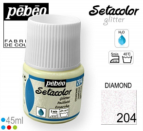 Barva na Textil SETACOLOR Glitter Pebeo. barva č. 204 DIAMOND. Balení 45ml.