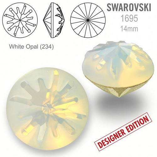 Swarovski 1695 Sea Urchin Round Stone PF velikost 14mm. Barva White Opal (234).