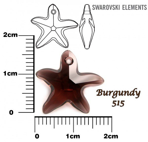 SWAROVSKI Starfish Pendant barva BURGUNDY velikost 16mm.