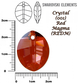 SWAROVSKI Pure Leaf Pendant barva CRYSTAL RED MAGMA velikost 23mm.